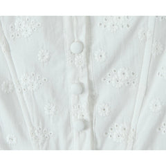 Summer Women Hollow Out Embroidery White Sling Mini Dress Bone Slim Low Waist Sexy Sweet Dresses Female Cotton Robe