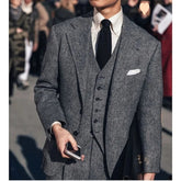 Voguable Peaky Blinders Men's 3-Piece Suit Vintage Plaid Autumn/Winter Heavyweight New Style Jacket+Vest+Pants Slim Fit Formal Suit voguable