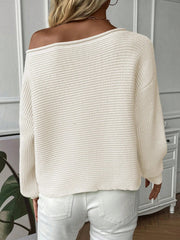 Off-Shoulder Pullover Long-Sleeved Knitted Sweater New Style Comfortable Soft Winter Women's Knitwear voguable