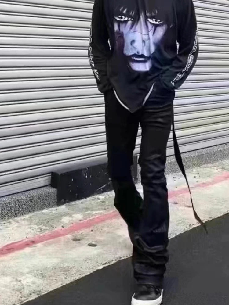 Voguable New Hand Brushed Wax Coat Slim Fit Casual Jeans Dark Style Pure Handmade Stackable Wear Resistant Harlan Pants for Teens voguable