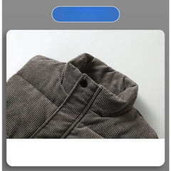 Vests Jacket Men Autumn Winter Stand Collar Warm Sleeveless Leisure Down Cotton-Padded Vest Coat Thickened Corduroy Warm Coat voguable