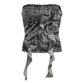 Goth Leopard Print Corset Top Ruffles Patchwork Strapless Skinny Tube Tops Harajuku y2k Cropped Top Women Streetwear Tees voguable