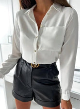 Voguable Autumn/Winter New Women's Fashion Leisure Vacation Style, High end Button Long sleeved Shirt, Women's Wear voguable