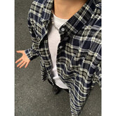 Spring Long Sleeved Shirt Men Oversized Retro Plaid Shirt Men Streetwear Korean Loose Casual Shirt Mens Vintage Shirts M-3XL voguable