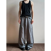 Grey Black Suit Pants Men Oversized Fashion Society Mens Dress Pants Korean Loose Wide Leg Pants Mens Office Formal Trousers voguable