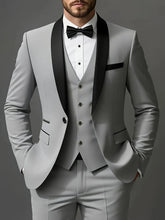 Voguable Men's 3pcs Suit Set, Jacket + Vest + Pants, Fashionable High-Quality, Suitable for Weddings, Parties and Formal Occasions voguable