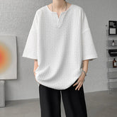 Mens V Neck Loose Fit Tshirt Summer Fashion Comfort Breathable Casual Streetwear Trendy Tee Lightweight Premium Fabric Crew Neck voguable