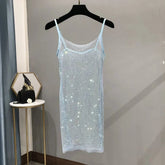 Voguable Bungee Sexy Slim Slim Women's Summer New Bright Diamond Crystal Temperament Bag Hip Sling Mid-length Dress Fashion Trend voguable