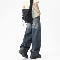 Men Unique Patchwork Washed Vintage Retro Loose Fit Baggy Jeans Fashion Denim Casual Street Style Distressed Trendy Comfort voguable