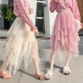 Voguable Fashion Summer Tutu Women Skirt Harajuku Tulle Bottom Faldas Casual High Waist Midi Mesh Skirts Woman Clothes voguable