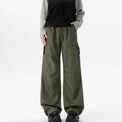 Lightweight Casual Pants Mens Straight Loose Fit Spring Summer Elastic Waistband Plus Size Patchwork Design Side Pocket Big Size voguable