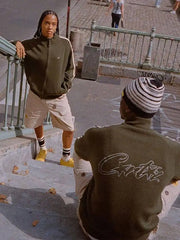 Trendy Street Men's Zipper Cardigan American Loose Casual  Long Sleeve Sweater Jacket 2024 Autumn Embroidery Knitted Coat Tops voguable