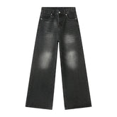 Voguable Old Male Pants Summer Blue Washed Men Denim Jeans Straight Casual Menwear Loose Wide Leg Trousers 2024 New Fashion voguable