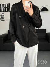 Men's new long sleeves Shirt Satin loose large size leisure city youth shirt fashion trend personality shirt voguable