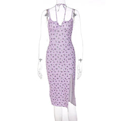 Voguable Europe and America summer hot goods new women's dress with halter floral split dress on behalf of voguable