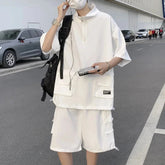 Voguable Trendy Couple Matching Short Sleeve Zipper T-Shirt Set Loose Men's Spring Summer Fashion Brand Casual Workwear Clothing voguable