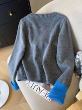 Vintage Love Print Cardigan Women Lazy Wind Patchwork Long Sleeve Knitted Sweaters Casual O Neck Fall Retro Korean Female Tops voguable