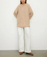 Voguable Round neck pullover, new autumn/winter, lantern sleeves, hollow knit sweater, loose casual sweater voguable