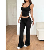 Voguable Summer New Women's Casual Pants Set Solid Color Fashionable and Sexy Lace-up Pants for Women Y2K Two-piece Set voguable
