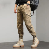Spring Autumn Fashion Cotton Solid Men's Clothing Contrast Color Loose Pockets Thin Style Bound Feet Drawstring Chic Cargo Pants voguable