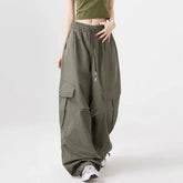 Voguable Ins American Thin Overalls for Men Women Summer High Waist Hot Girls Loose Wide Legs Straight Casual Tying Feet Dancing Pants voguable
