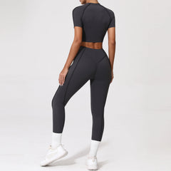 Voguable 2PCS Yoga Suit Sports Set Women Quick-Drying Gym Set Women Tracksuit Running Workout Long Sleeve Sports Shirt Yoga Clothing voguable
