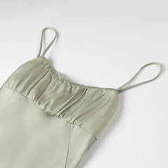 Eyelets Knit Tight Long Dress White Solid Color Women Dress For Summer Spring Square Collar Sleeveless Sexy Beach Party Dresses voguable