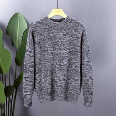 New Japanese Retro Men Sweater Light Luxury Knitted O Neck Grey Long Sleeve Pullover Casual Loose Premium Thickened Knitwear voguable