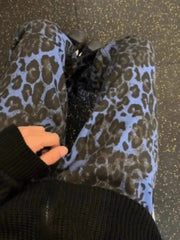Voguable American Blue Leopard Vintage Print Jeans Autumn High Streetwear Style Pants Straight Fashion Casual New Retro Jeans Loose voguable