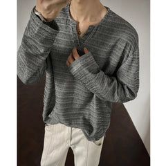 2025 New Fall Mens Long Sleeve Tshirt Soft Comfortable Casual Knitted Shirt V Neck Top Fashion Mens Clothing Teen Boys Clothing voguable