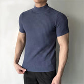 Men's Clothing Fashion Jacquarded Tops Luxury High Quality Knit O Neck Short-sleeved T-shirt Leisure Popular Retro Slim Knitwear voguable