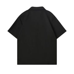 Dark Icon Embroidery Cool Material Men's Shirt Short Sleeve Hawaii Beach Shirts Black Beige voguable