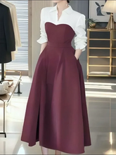 Voguable Spring Autumn New Long-Sleeved Dress Women's Clothing French High-End Sense Medium-long Fashion Slim Stitching Dresses voguable