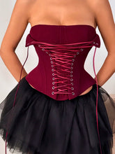 Voguable Sexy Black Gothic Drawstring Bandage Tube Tops for Women Autumn Summer Fashion Backless Corset Tanks Top Female Tees Y2K voguable