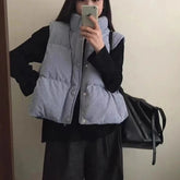 Voguable Women Corduroy Vest Autumn Winter Sweet Japanese Sleeveless Loose Fashion Tanks Button Stand Collar Casual All Match New Coats voguable