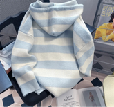 Spring Autumn Casual Cartoon Embroidery Striped Hooded Sweater Women Sweet Knitted Cardigan Coat Japanese Girls Loose Knitwear voguable