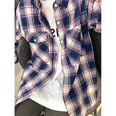 Autumn Long Sleeved Shirt Men Fashion Retro Plaid Shirt Men Streetwear Korean Loose Casual Shirt Mens Oversized Vintage Shirts voguable