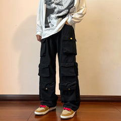 Y2k Men's Cargo Pants Multi Pocket Male Hiphop Overalls High Street Safari Style Trousers Summer New Streetwear voguable