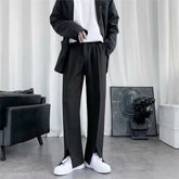 Spring/Summer Black Suit Pants Men Fashion Society Mens Dress Pants Korean Loose Straight Pants Mens Office Formal Trousers voguable