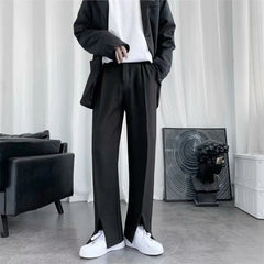 Spring/Summer Black Suit Pants Men Fashion Society Mens Dress Pants Korean Loose Straight Pants Mens Office Formal Trousers voguable