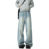 Spring Men's Denim Pants Vintage blue Washed Male Jeans Straight Casual Menwear Loose Wide Leg Trousers New Fashion jeans