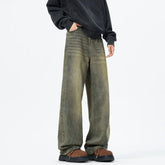 Baggy jeans mens New Korean Men's Casual Long Jeans Classic Man Straight Denim Wide-leg Pants Solid Low-rise jeans