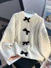 Preppy Style Bow Sweet Cardigan Women Cute Long Sleeve Solid Knitted Sweaters Casual Vintage O Neck Lady Fall Winter Top Outwear voguable