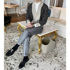 Light Mature Style Autumn Winter New Cardigan Men British Retro College Style Knitted Jacket Contrasting Suit Collar Sweater voguable