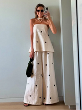 Women's Polka Dot Sleeveless Off Shoulder Outfits Elegant Backless Loose Strapless Suits New Chic High Street Leisure Sets