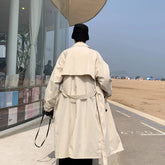 Korean style Spring Trench Coat Male Streetwear Windbreaker Trenchcoat Men Solid Business Casual Loose Long Overcoat voguable