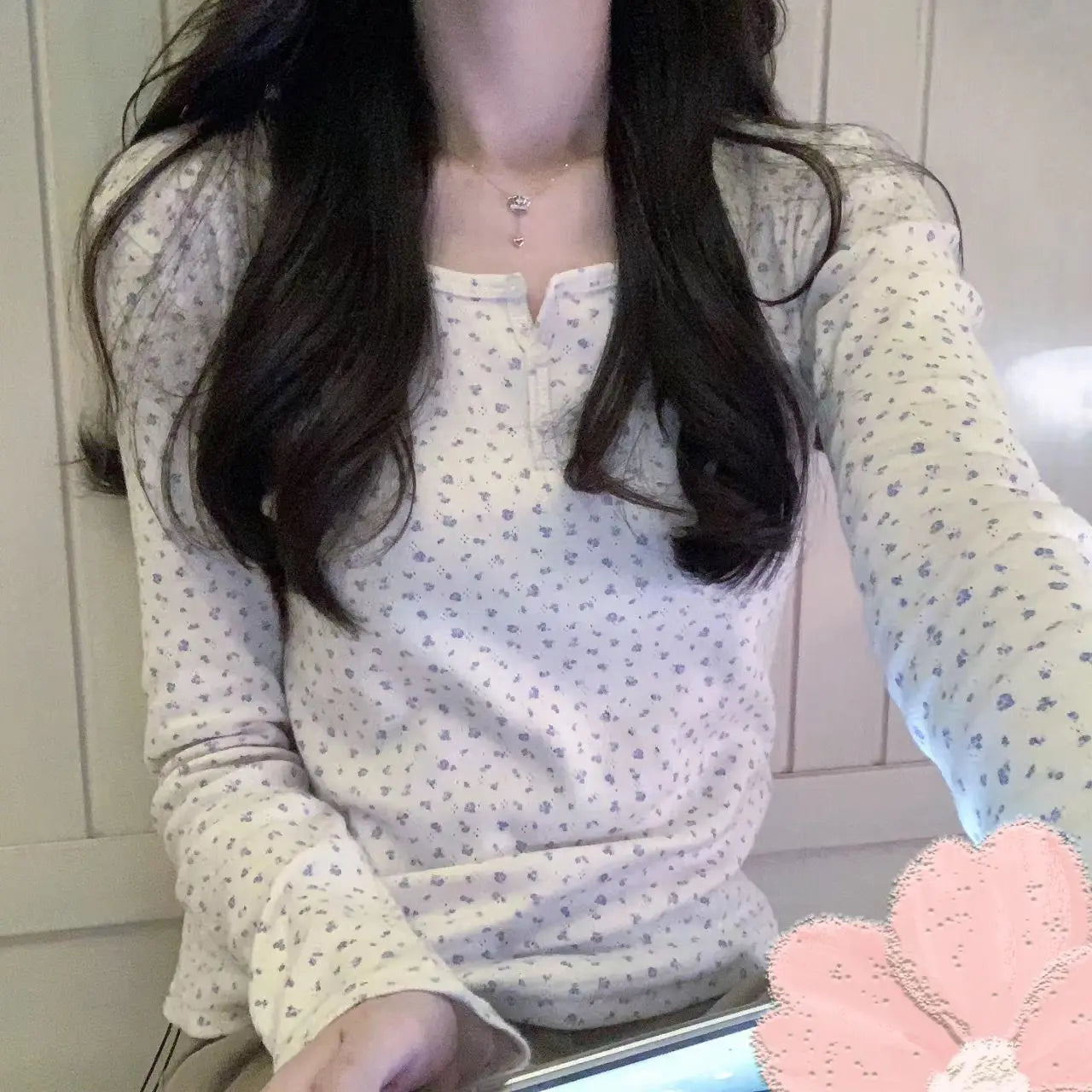 Voguable Long Sleeve T-Shirts Women Floral Slim Sweet Lovely Girls Chic Gentle Stylish Basic Korean Fashion All-match Leisure Autumn Tops voguable