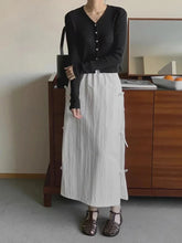 Voguable Korean Women's Classic Chic Design Bow Tied Half Skirt Summer Retro Fashion Casual Street Wear Women Versatile Split Long Skirt voguable
