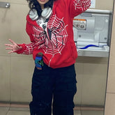 Y2k Rhinestone Skeleton Hoodies Women Gothic Black Zip Up Oversized Sweatshirts Female Retro Harajuku Hooded Jackets Streetwear voguable