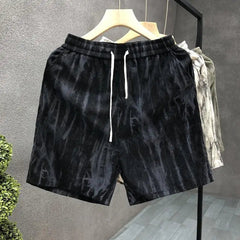Men's Casual Tie-dye Shorts Loose Trend Oversized Corduroy Pocket Sports Cargo Street Shorts Drawstring Fashion Jogging Pants voguable